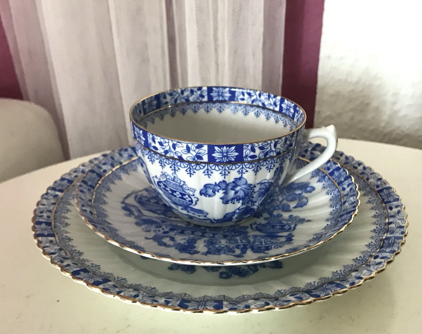 Antik Vintage Porzellan 1 Kaffee-Gedeck Sammeltasse Schön! China blau Tuppack&