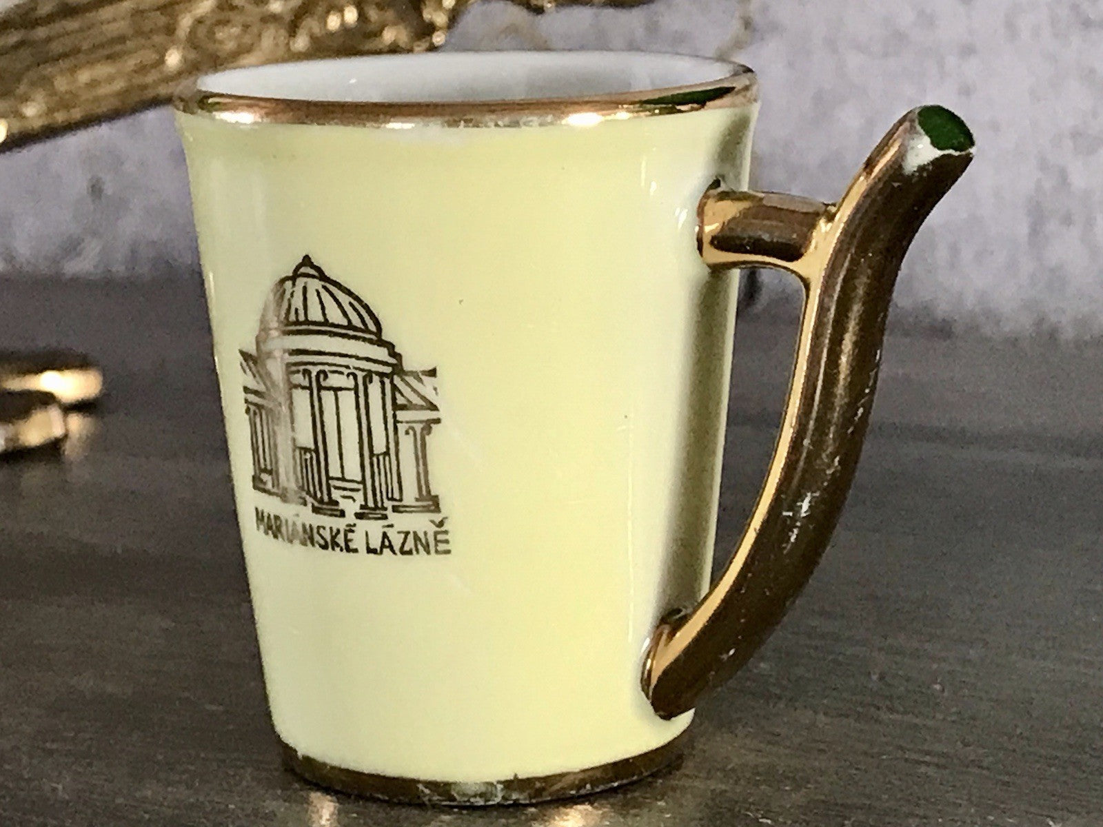 Antik Porzellan Andenken Becher Kurbecher Tasse Marianske Lazne