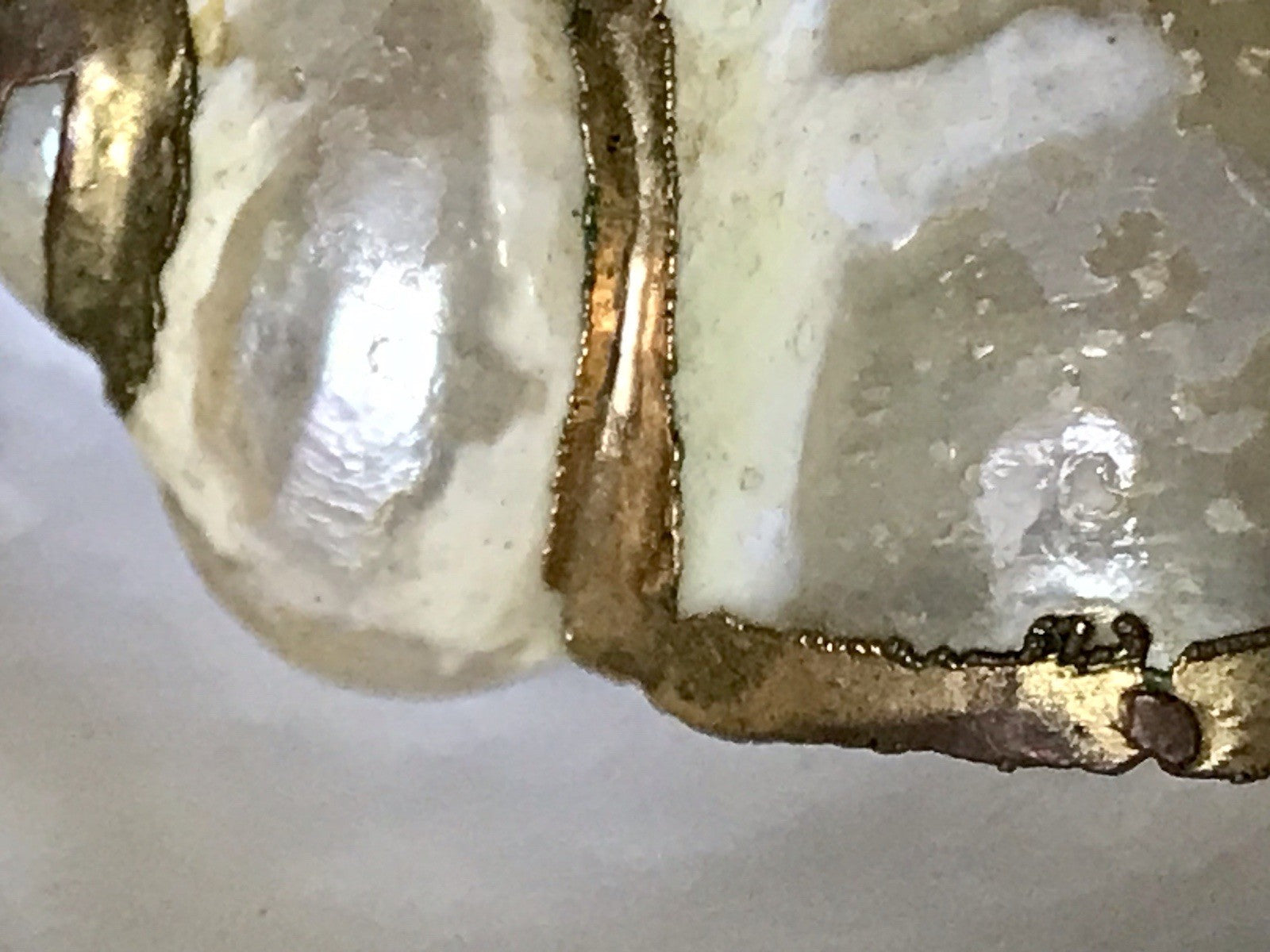 Antik? Alt Muschel Seemuschel goldfarbene Metallmontur Messing? Zierobjekt