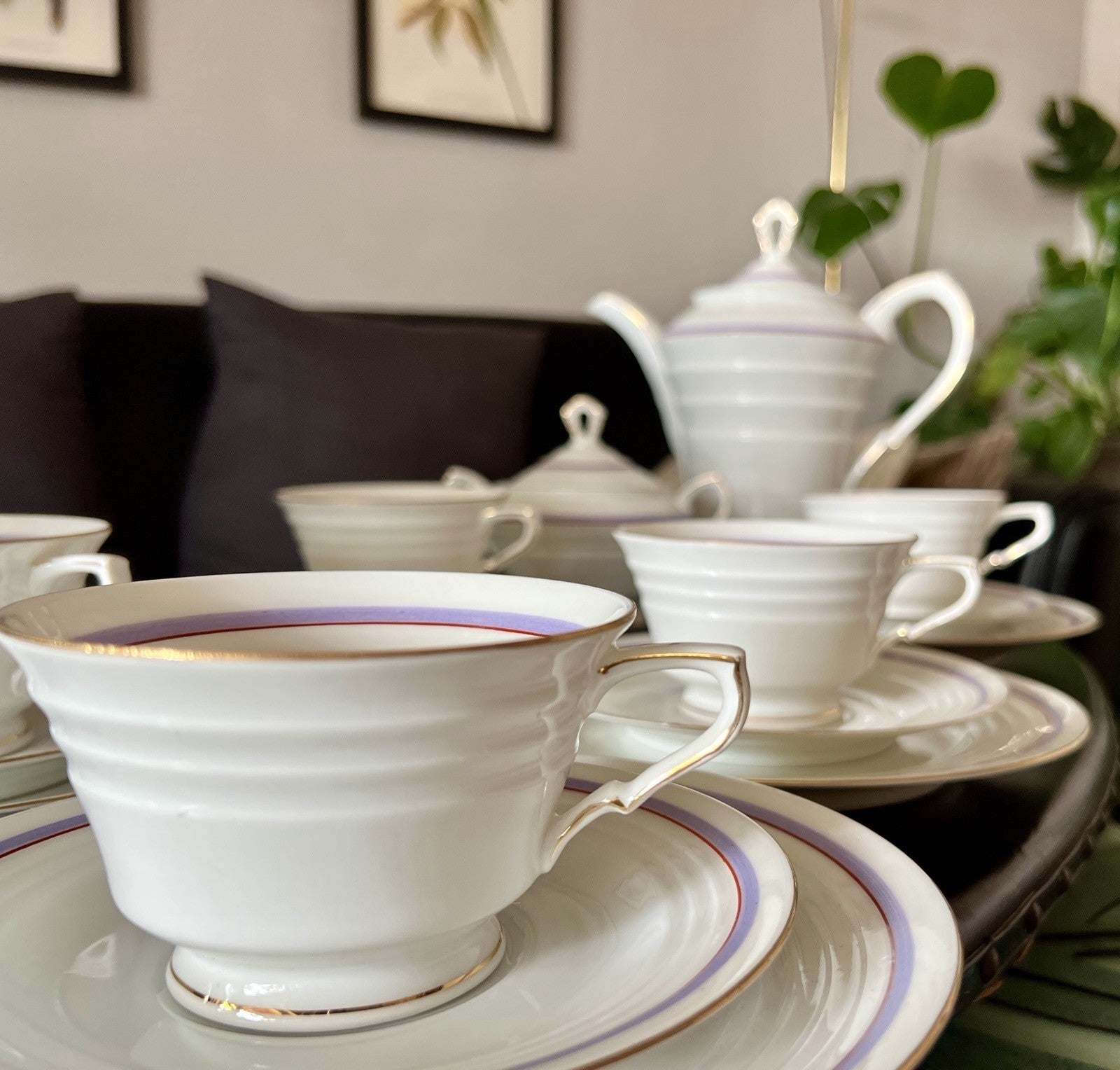 Antik Art Déco Porzellan Kaffeeservice Service 5 Personen Eschenbach