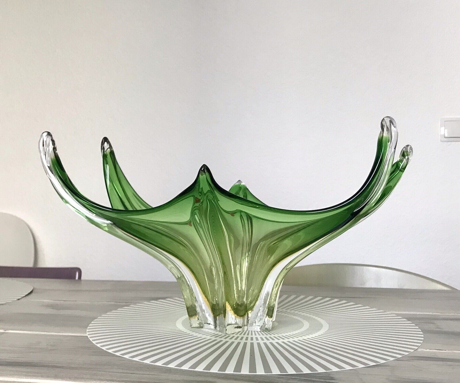 Vintage 60er Somerso Murano Schale Glas grün Überfangglas Erscheinung GROß