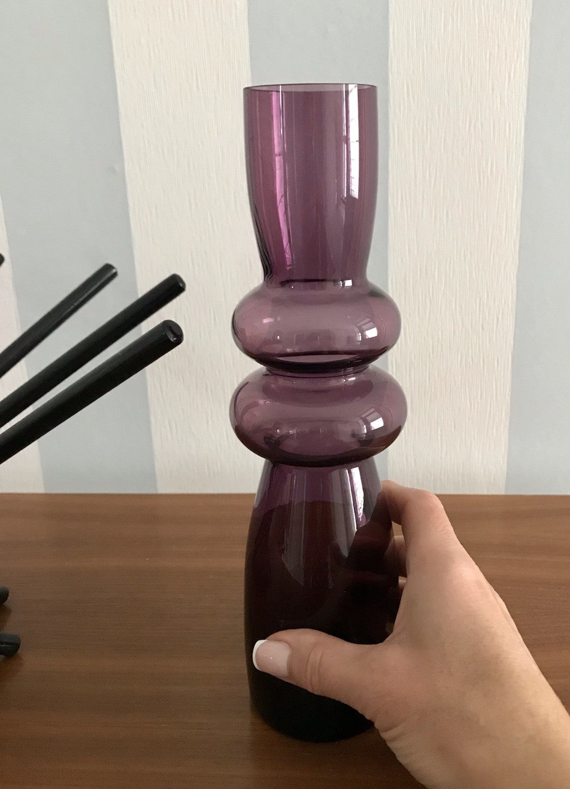 Vintage mid century Vase 60er 70er Glasvase mundgeblasen WUNDERSCHÖN!! lila