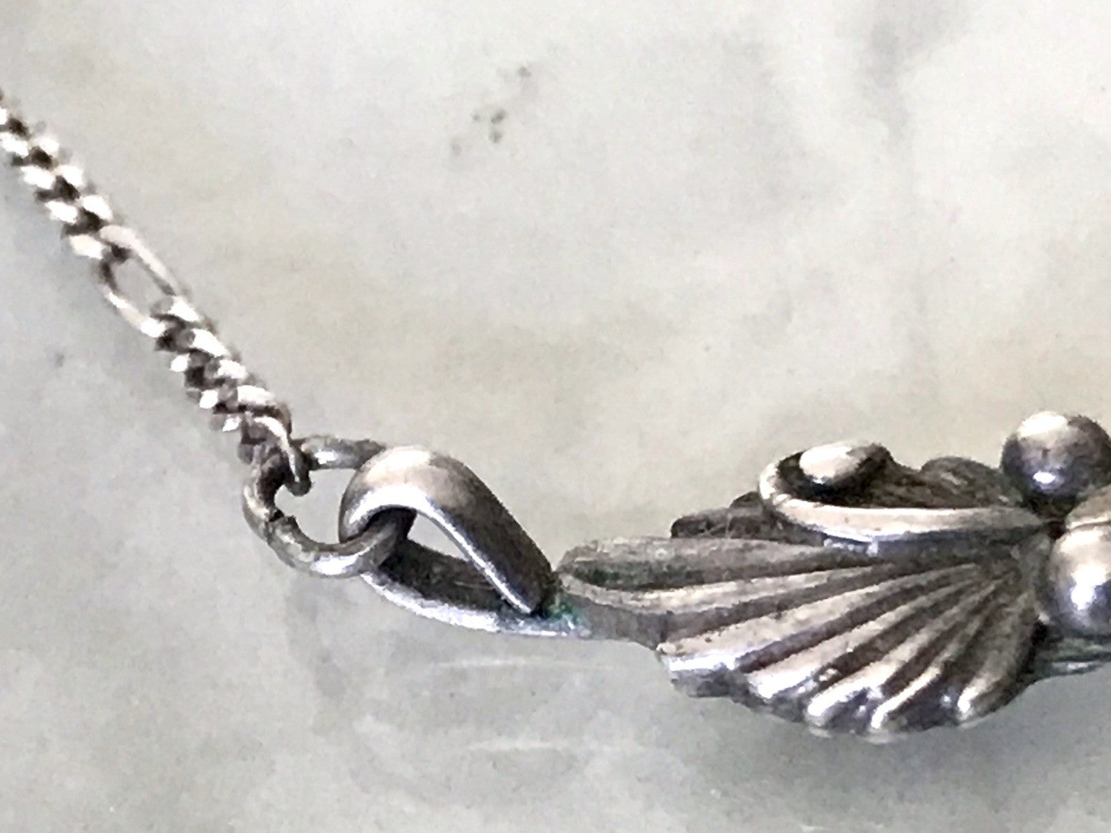 Antik alt 925 Sterling Silber Collier Halskette Türkis