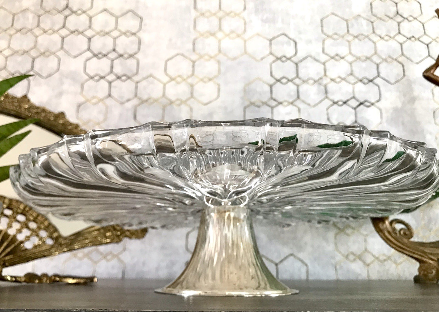 Vintage Tortenständer Tortenplatte Glas Kristallglas Bleikristall