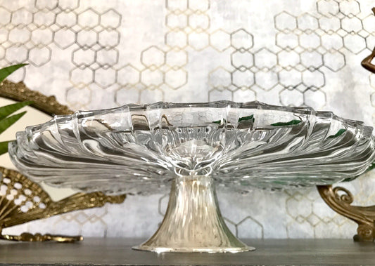 Vintage Tortenständer Tortenplatte Glas Kristallglas Bleikristall