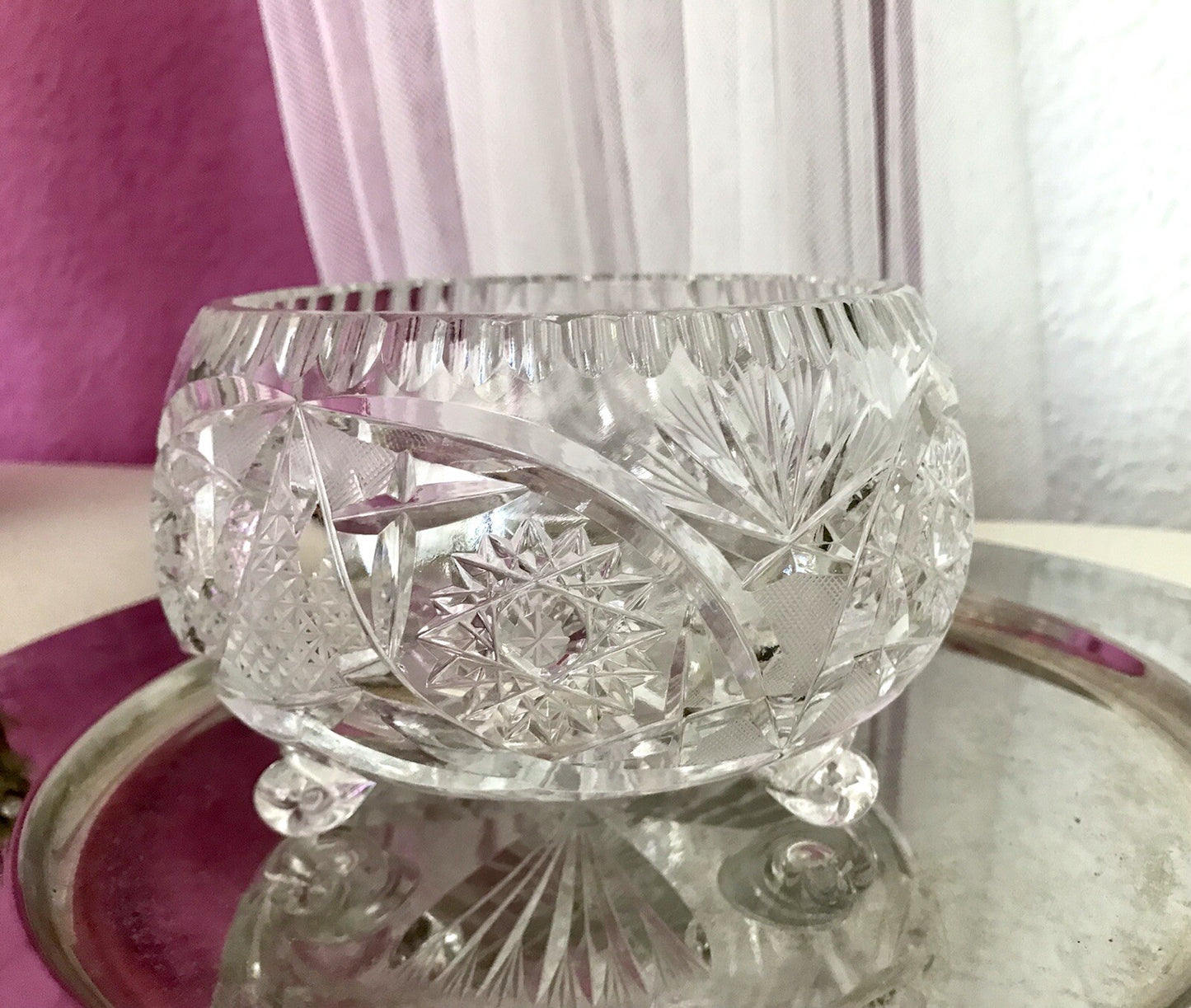 Alt Vintage Bleikristall Bonboniere Schale Glas edel Kristallglas PRL Polen