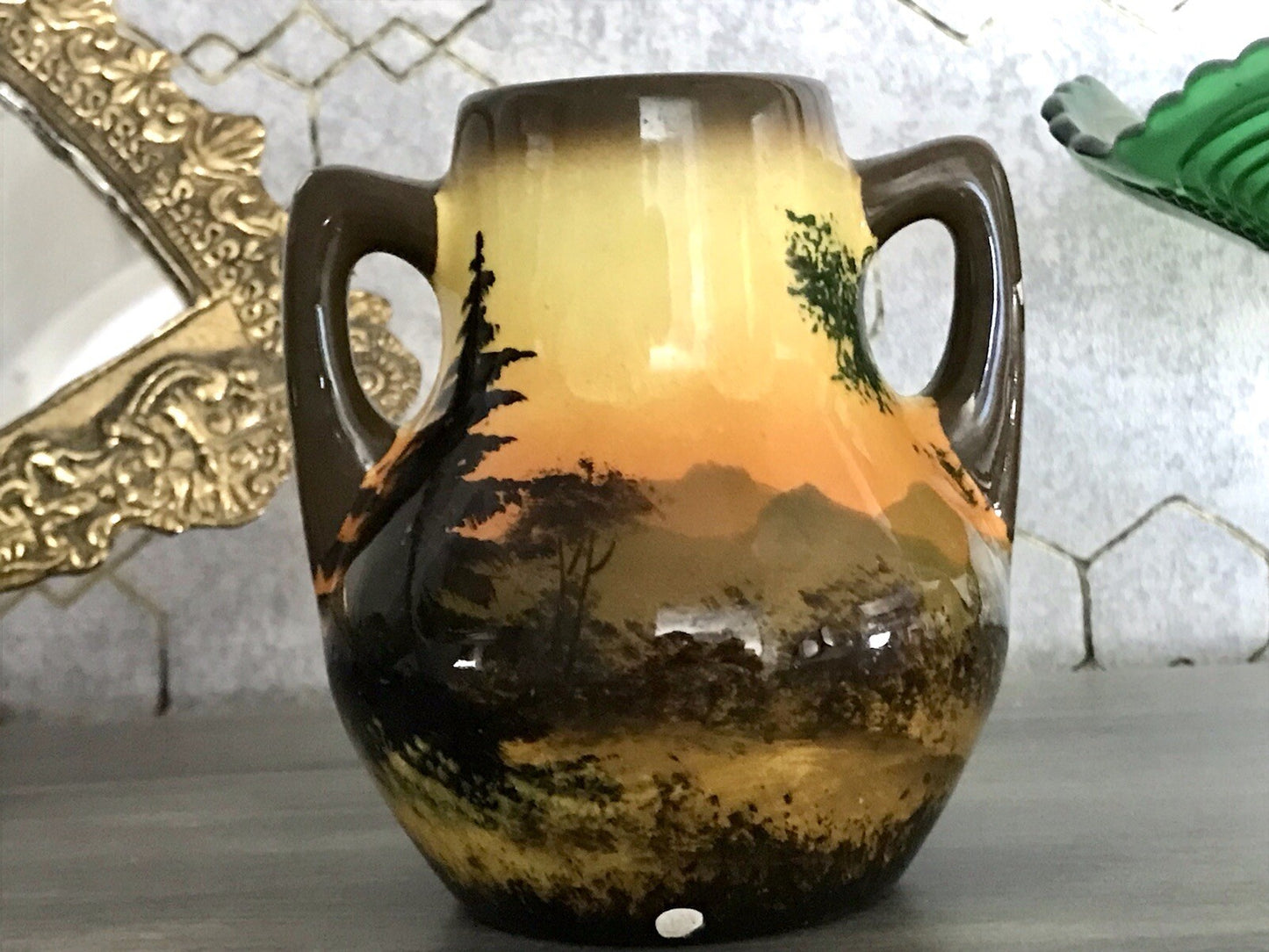 Antik  Keramik Majolika Schramberg  Vase Väschen handbemalt