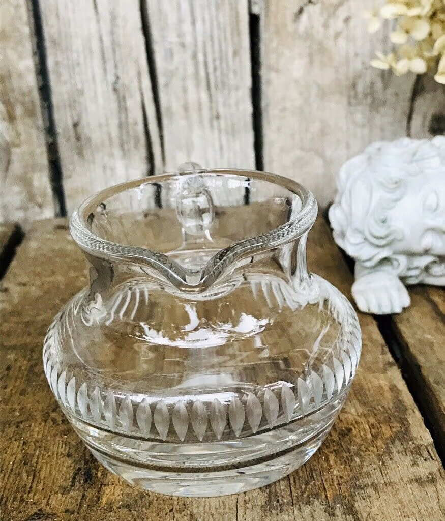 Alt Sahnegießer Kristallglas Bleikristall Glas