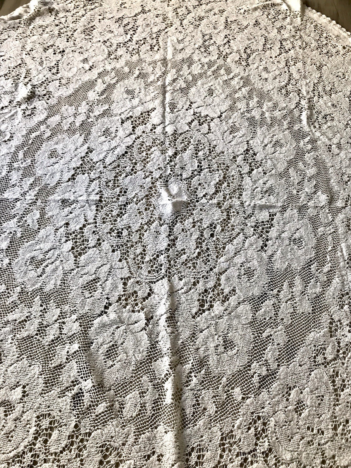 Antik Filetspitze Tischdecke Rund oval weiß Baumwolle Spitze Landhaus