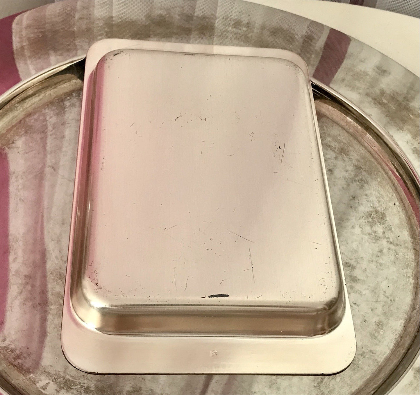 Vintage alt WMF Butterschale versilbert mit Kristallglas Einsatz Wagenfeld Ära