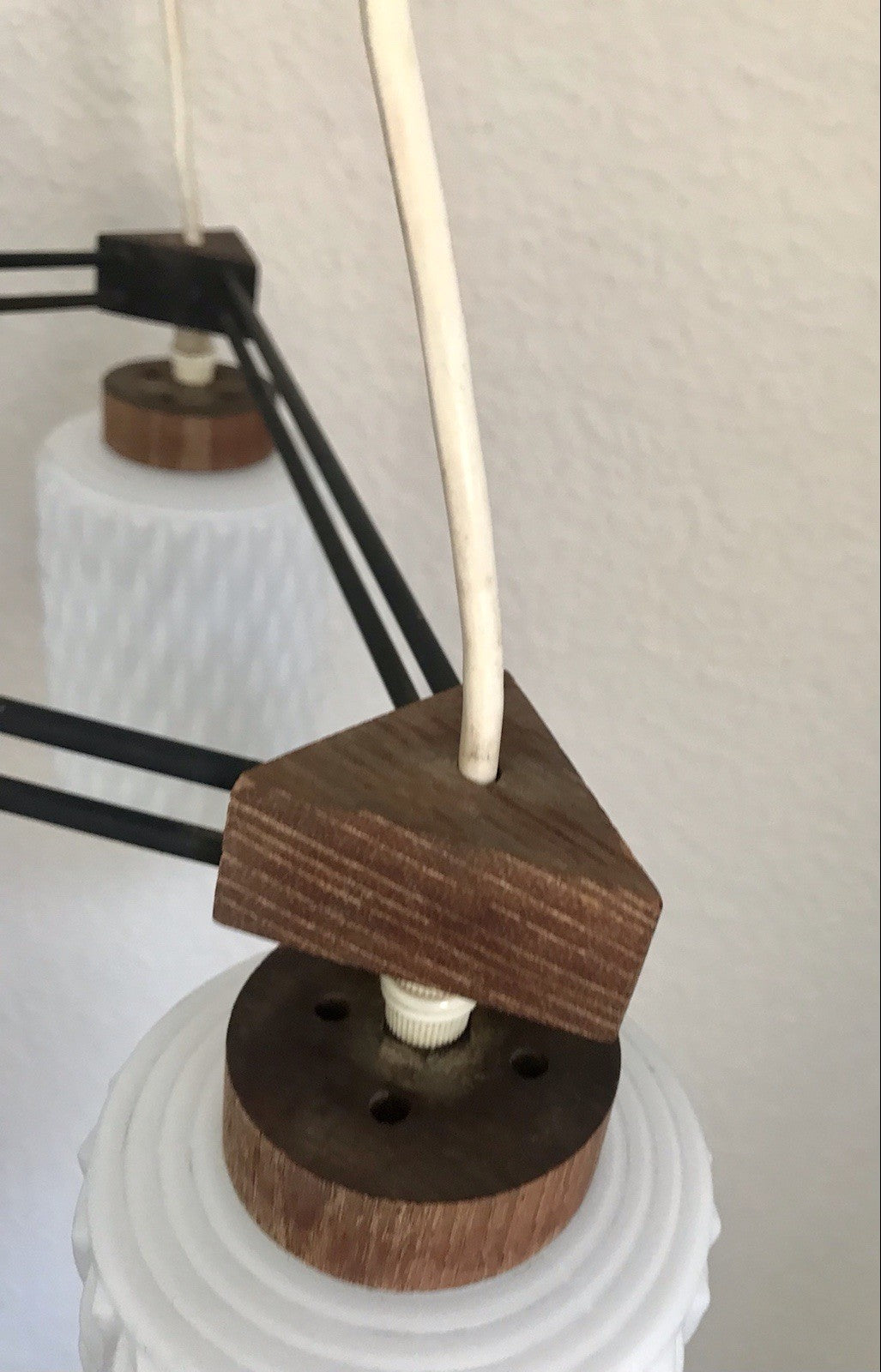 Vintage Alt 60er Leuchte Deckenleuchte Lampe Leuchte String Ära MCM Teak Tripple