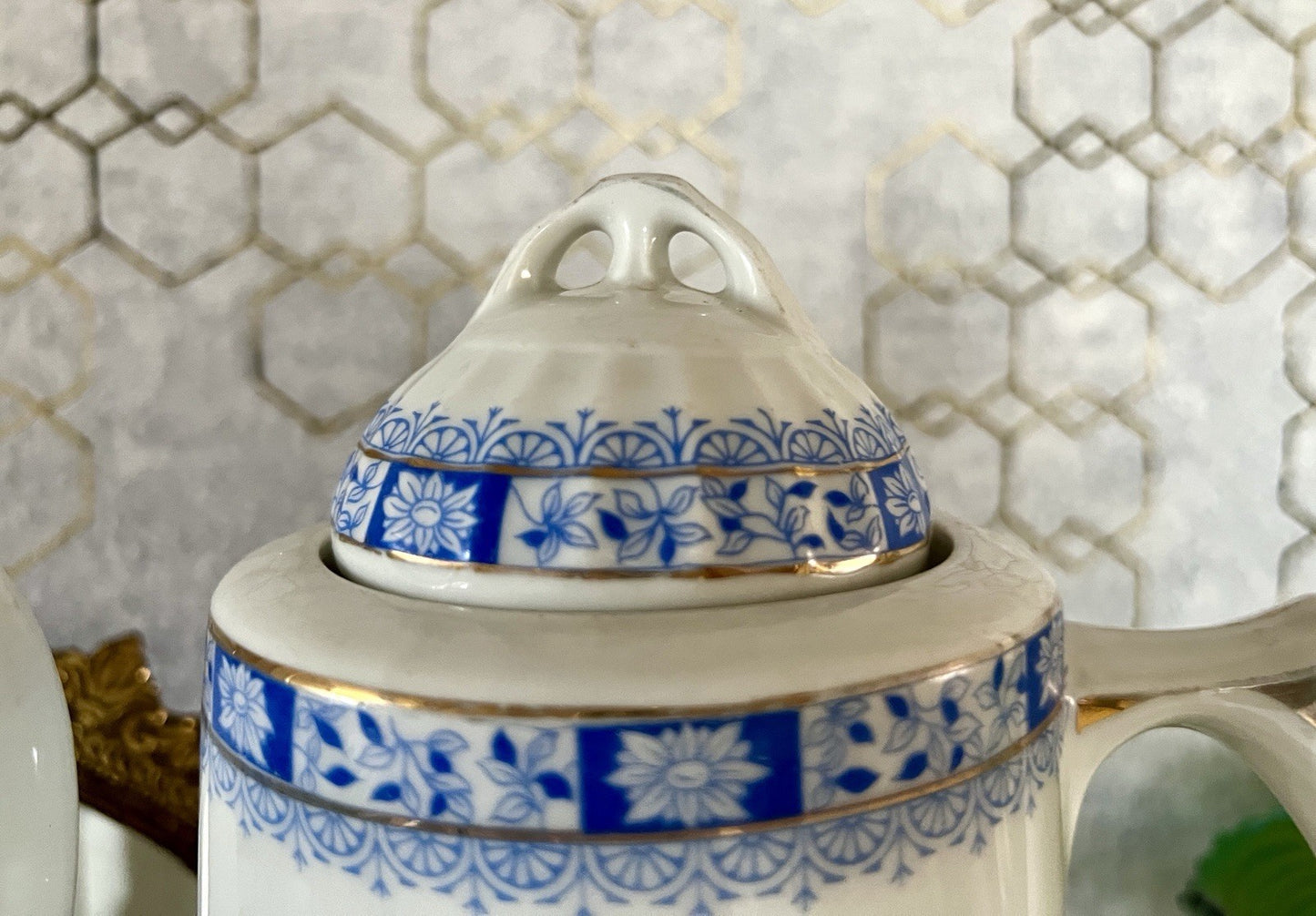 Edel Antik Jugendstil Sorau Margaret Porzellan Kaffeeservice Kernstück 4 Teile