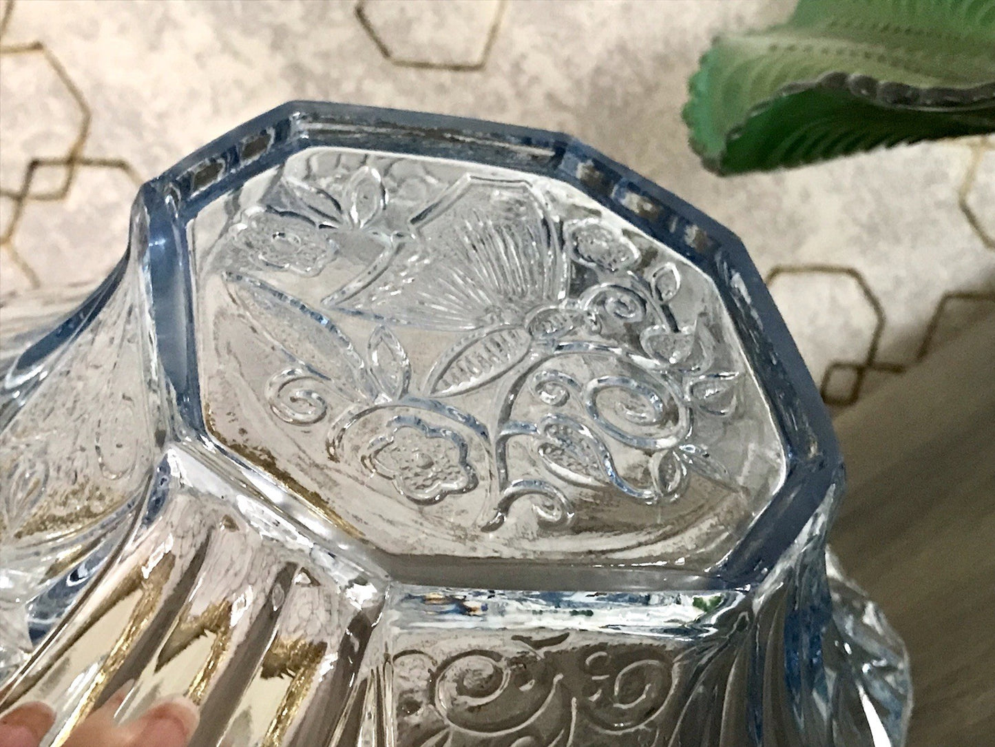 Antik Blau Art Déco Schale Pressglas Glasschale So Schön!