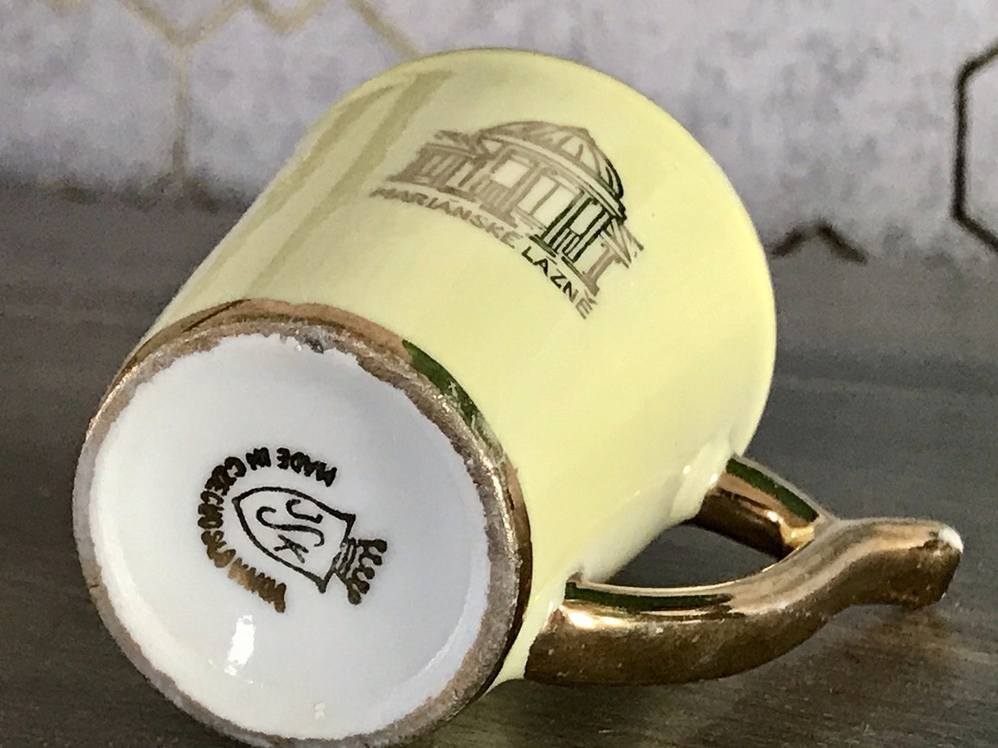 Antik Porzellan Andenken Becher Kurbecher Tasse Marianske Lazne