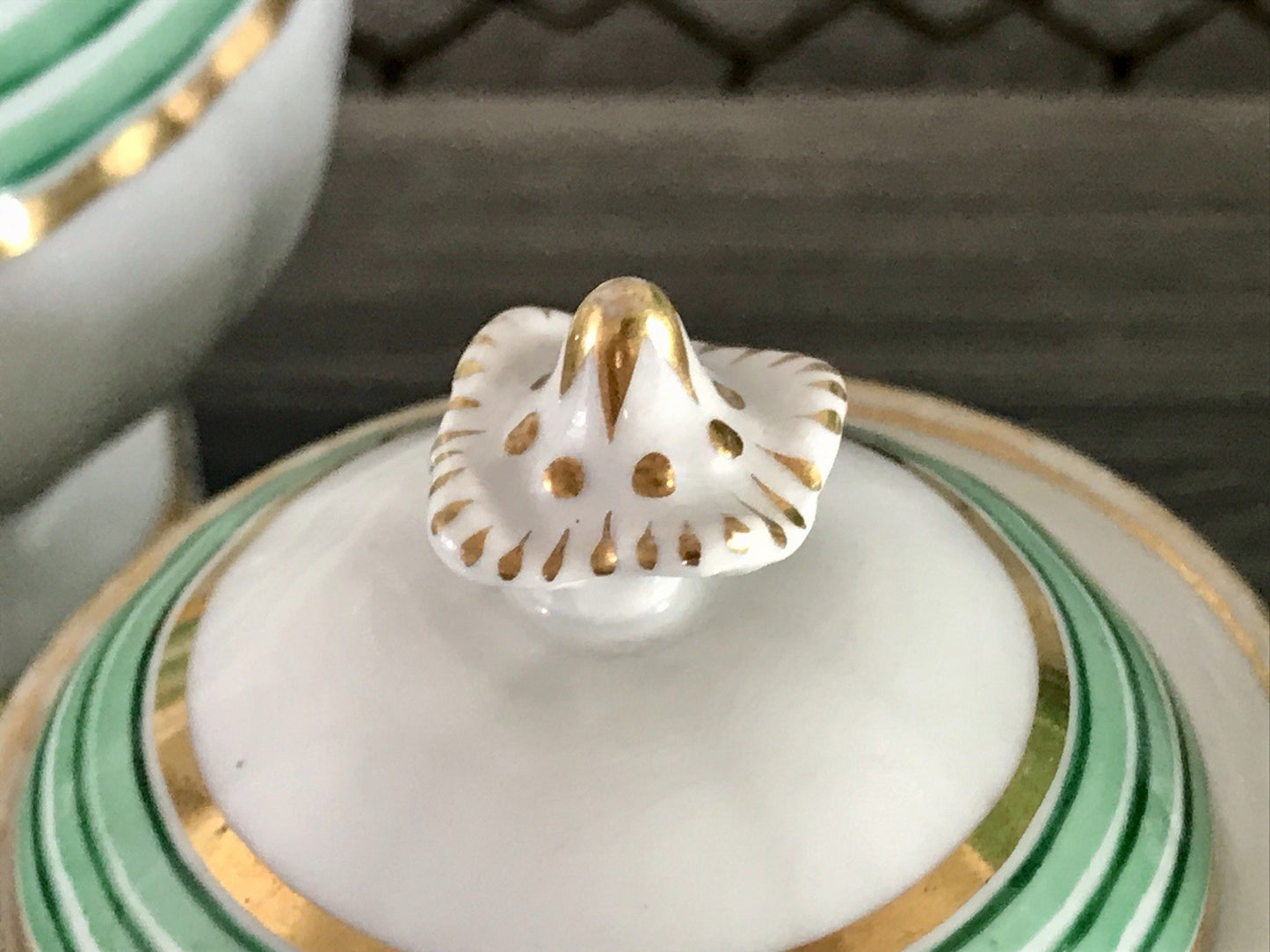 Antik Historismus Porzellan Kaffeeservice Mokkaservice weiß grün Schumann Moabit