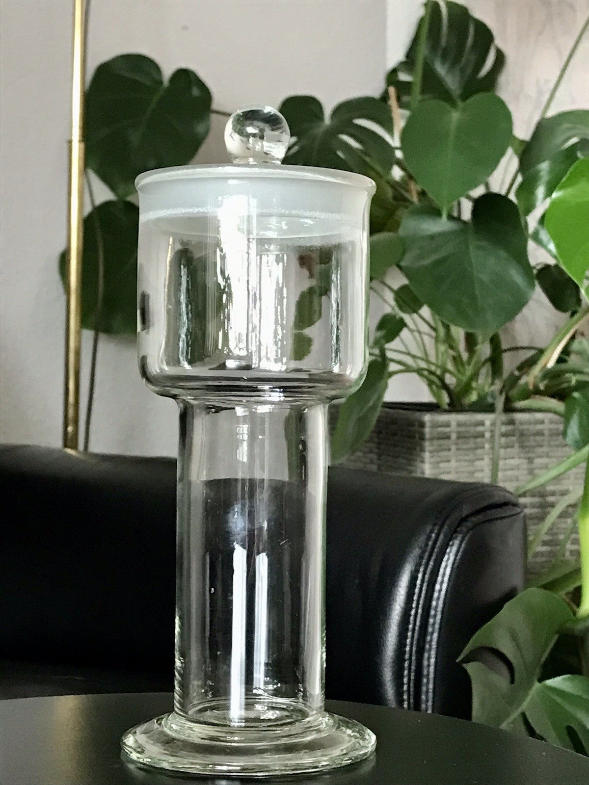 Antik seltene Art Déco Glasdose Deckeldose Dose Gefäß Glas