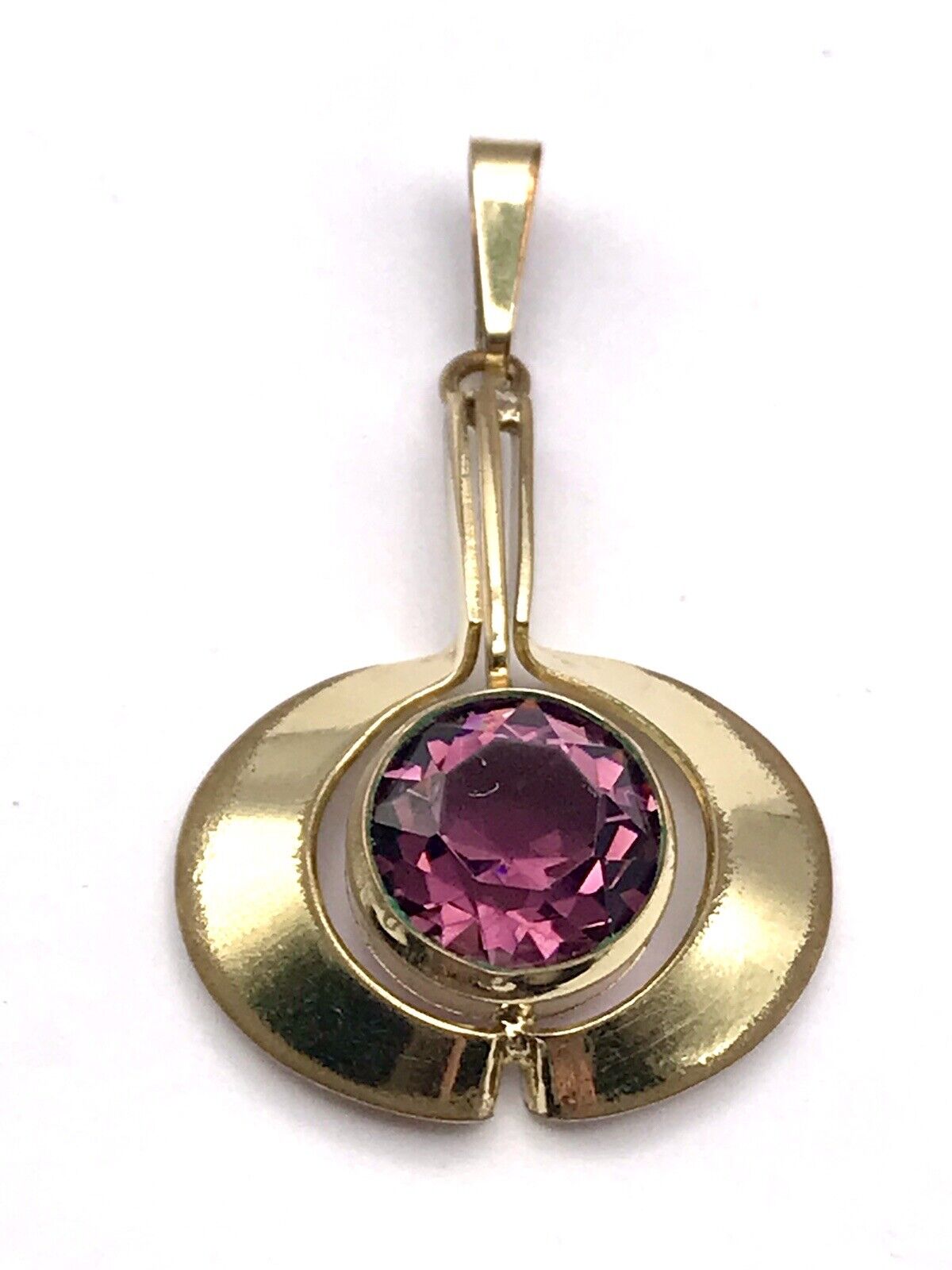 Vintage TeKa Designer Anhänger lila Stein Amethyst? Amerik. Doublè vergoldet