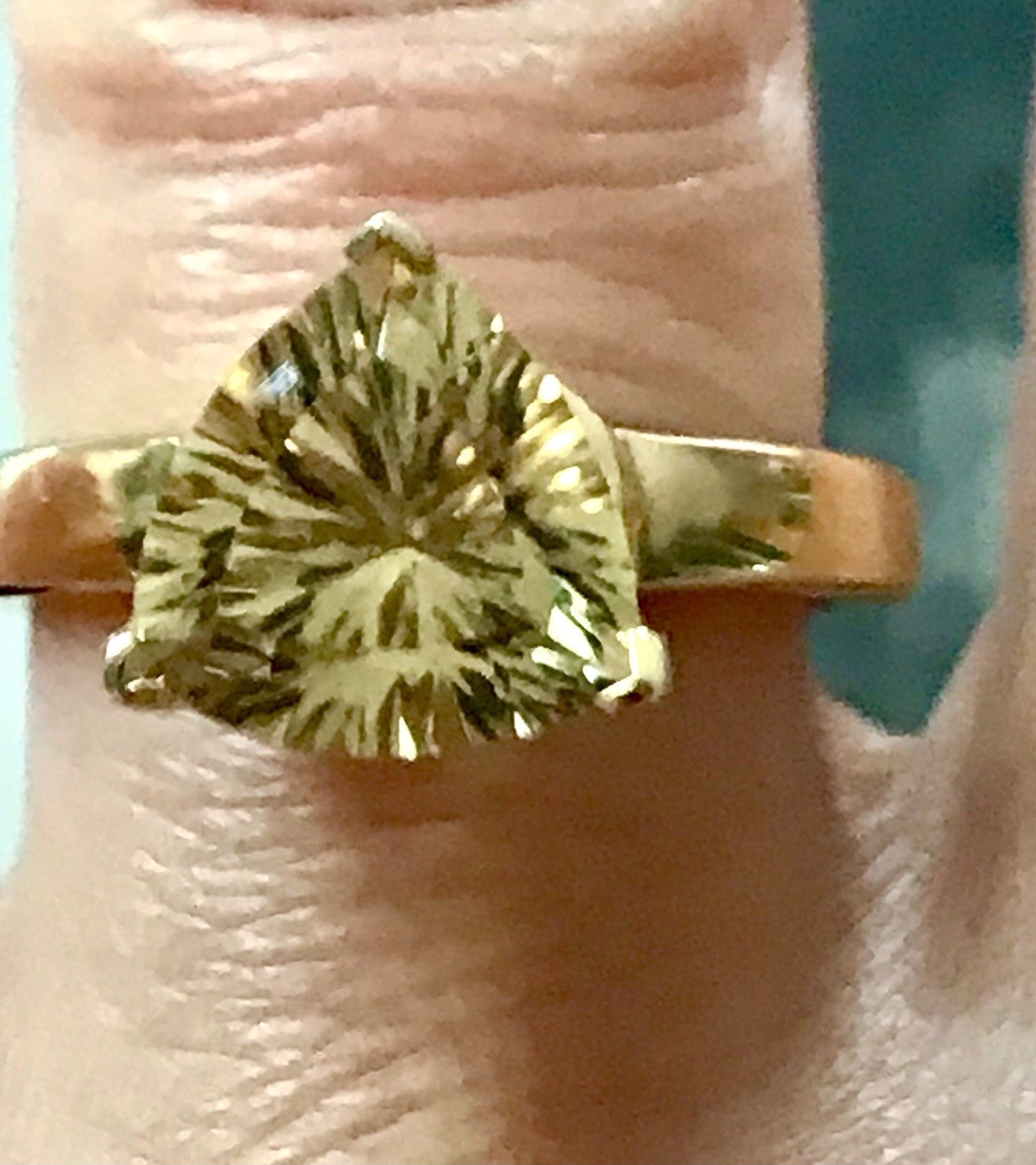 Vintage Ring Citrin? gelber Stein 925 Silber vergoldet Gr.57 18,1