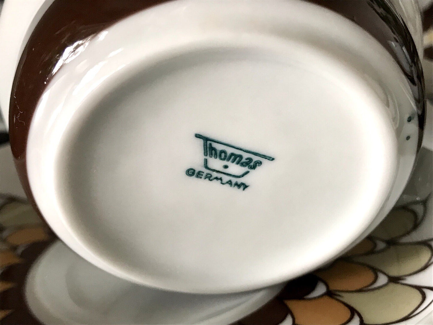 Alt Vintage 70er Thomas Porzellan Kaffeeservice weiß braun orange Wirkalla 6 P.