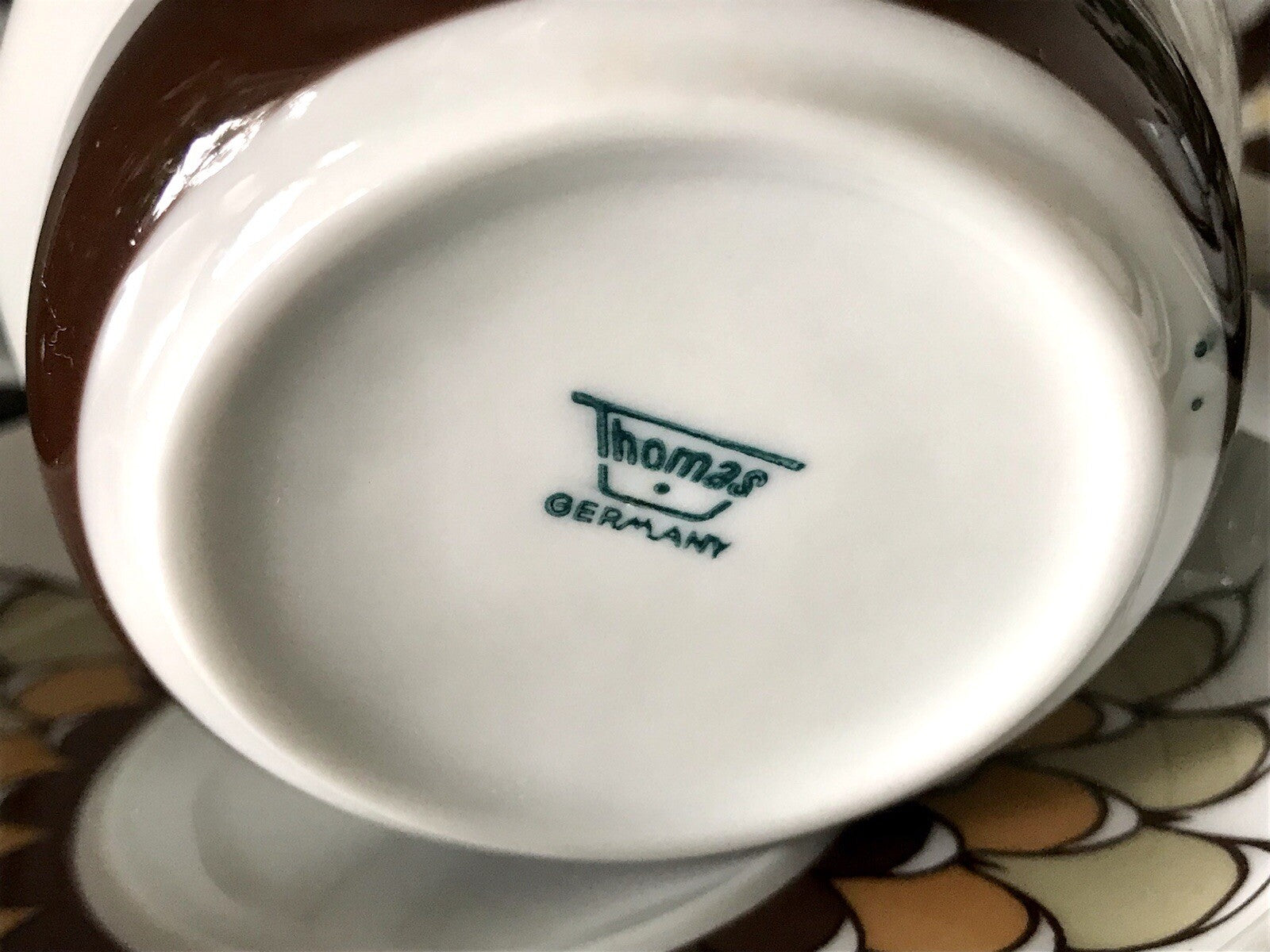 Alt Vintage 70er Thomas Porzellan Kaffeeservice weiß braun orange Wirkalla 6 P.