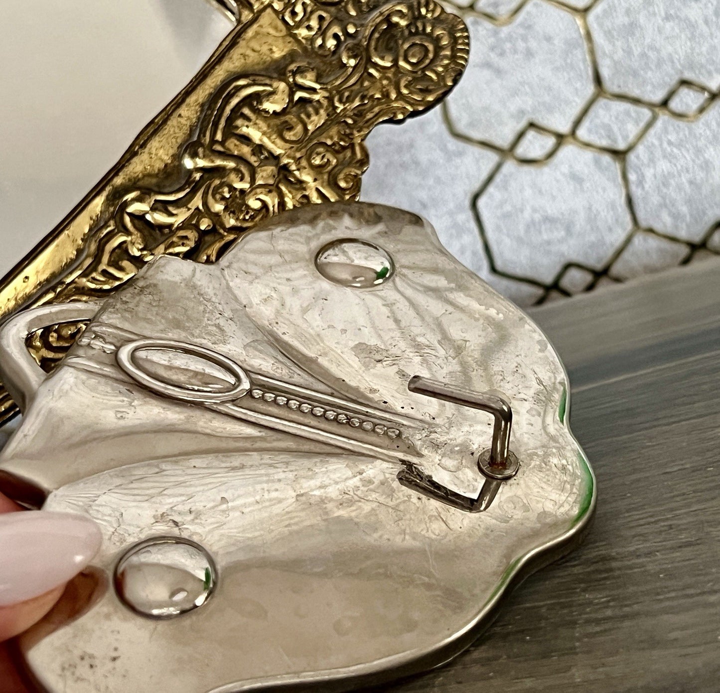 Antik Jugendstil Haken Handtuchhaken Kleiderhaken Metall verchromt? vernickelt?