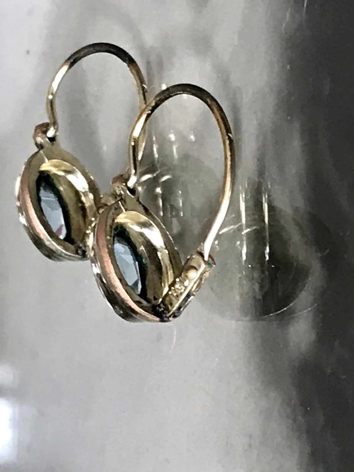 Vintage Damen Ohrringe Ohrhänger Ohrstecker blaue Steine Amerikan. Double K&L