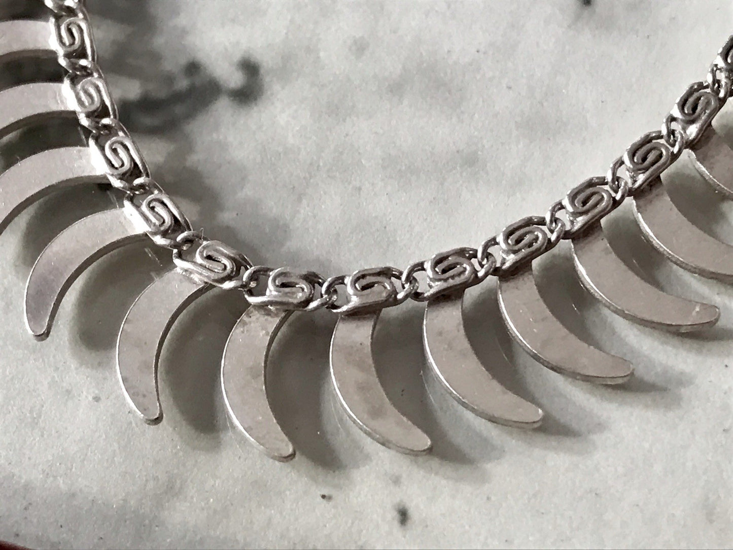 Alt Vintage Edel 835 Silber Collier Halskette Design FBM