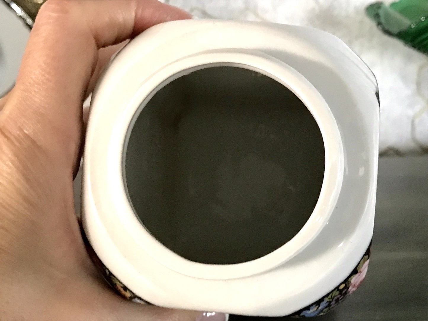 Antik Porzellan Dose Vorratsgefäß Vorratsdose Sago Blumenborte Art Déco