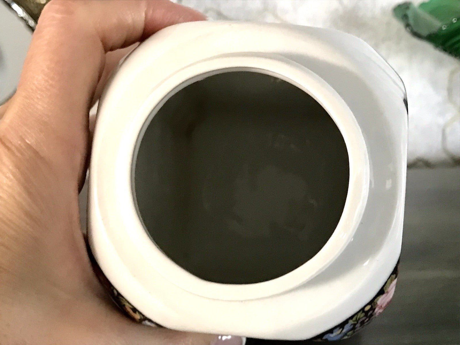 Antik Porzellan Dose Vorratsgefäß Vorratsdose Sago Blumenborte Art Déco