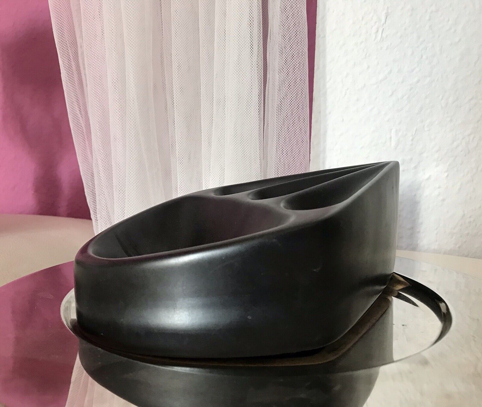 Vintage England groß Pfeifen-Aschenbecher Ascher Keramik schwarz 60er 70er