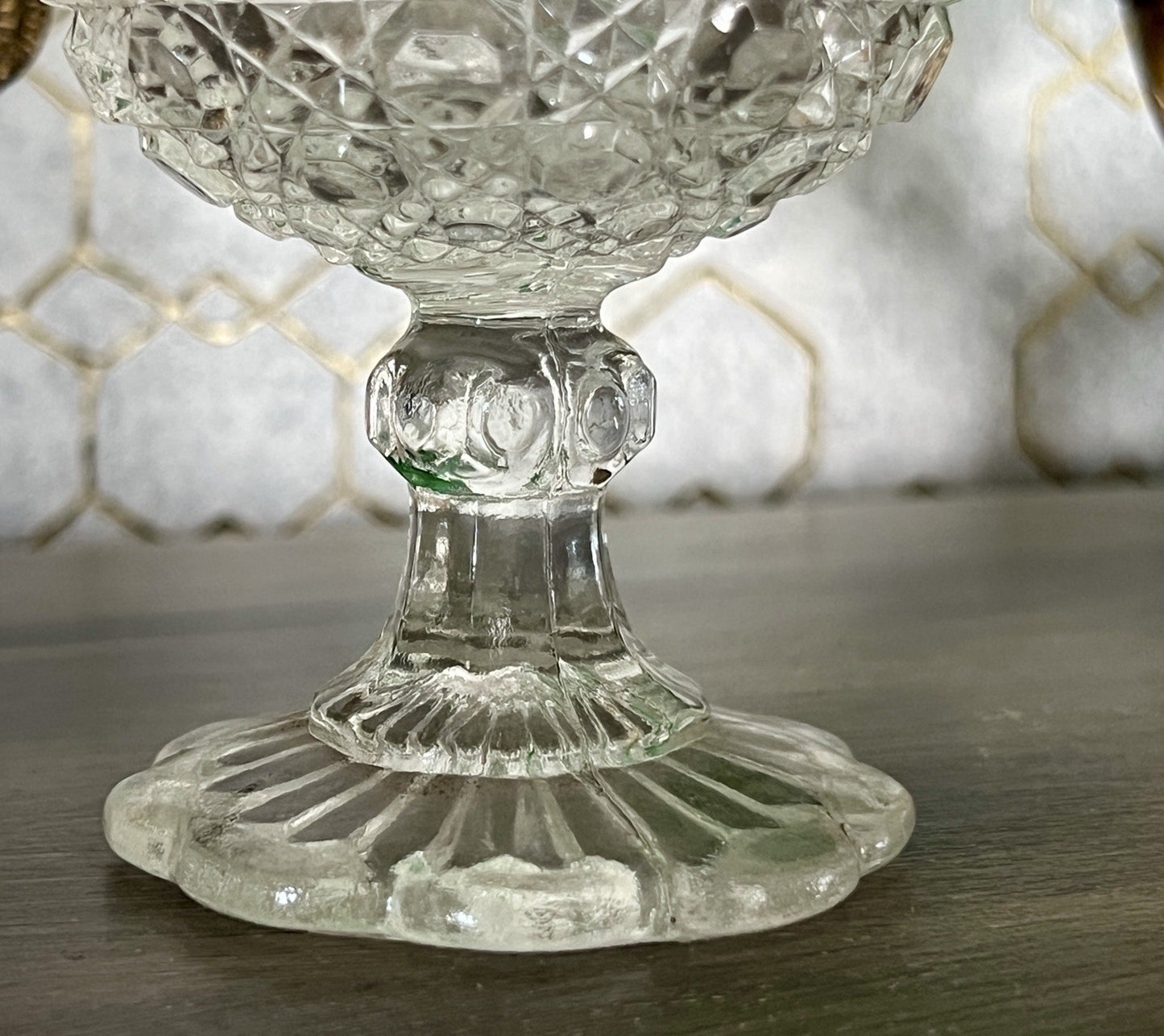 Antik Jugendstil Art Déco Pressglas Glas Fußschale Schale Zuckerschale