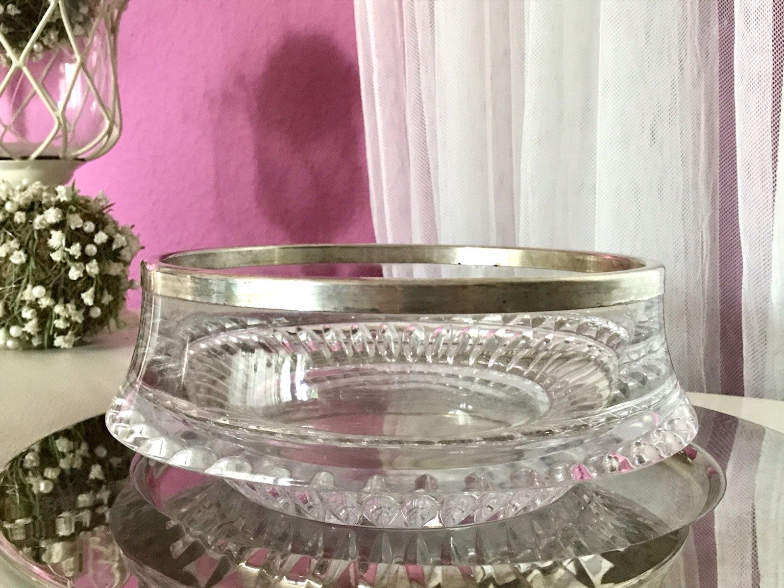 Vintage Nachtmann Glasschale Schale Glas versilberter Rand Bleikristall Europa