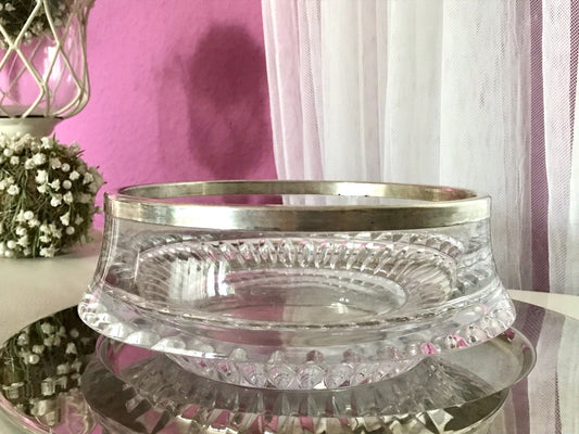 Vintage Nachtmann Glasschale Schale Glas versilberter Rand Bleikristall Europa