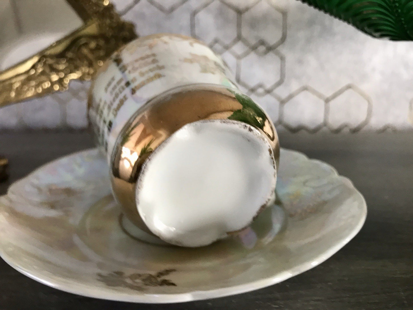 Antik Porzellan Andenken Becher Gedeck Sammeltasse Tasse Geburtstag Kind