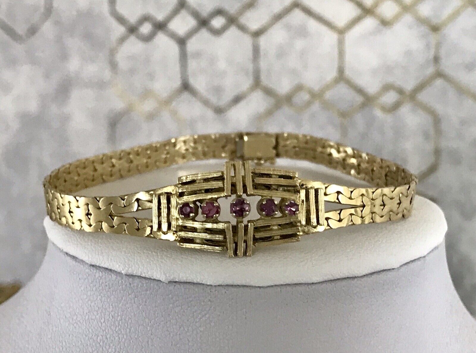 Antik Art Déco 835 Silber Armband vergoldet Rubine WUNDERVOLL