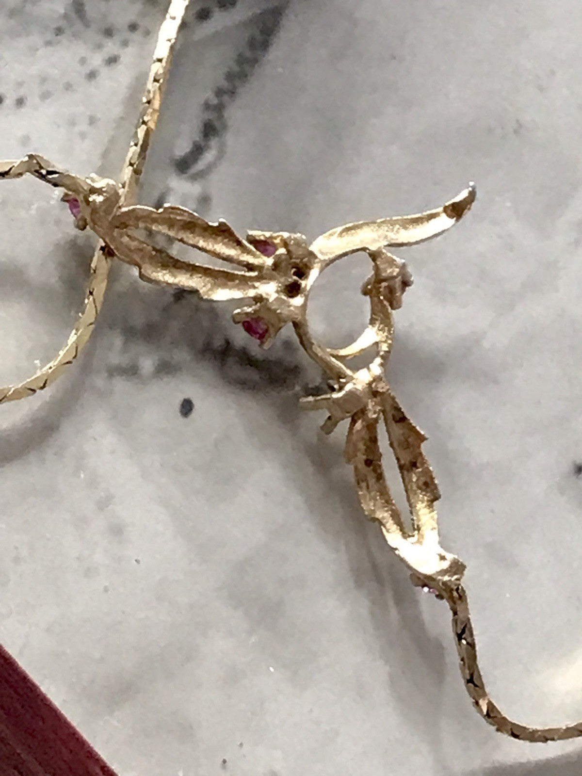 Antik Edel Jugendstil 925 Silber vergoldet Collier Halskette Rubine ?