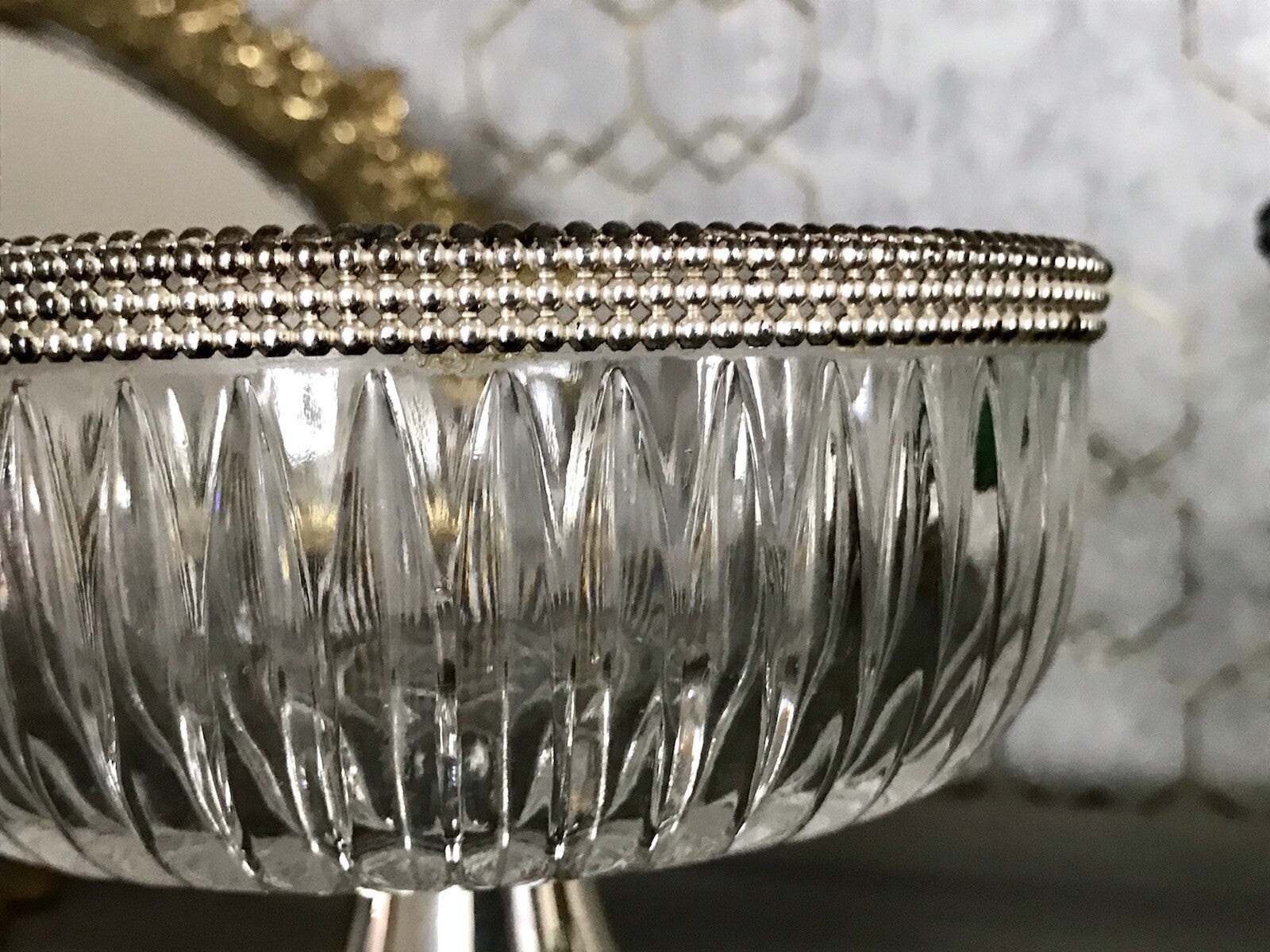 Vintage Glasschale Fußschale  Schale Glas versilberte Montur Kristallglas?