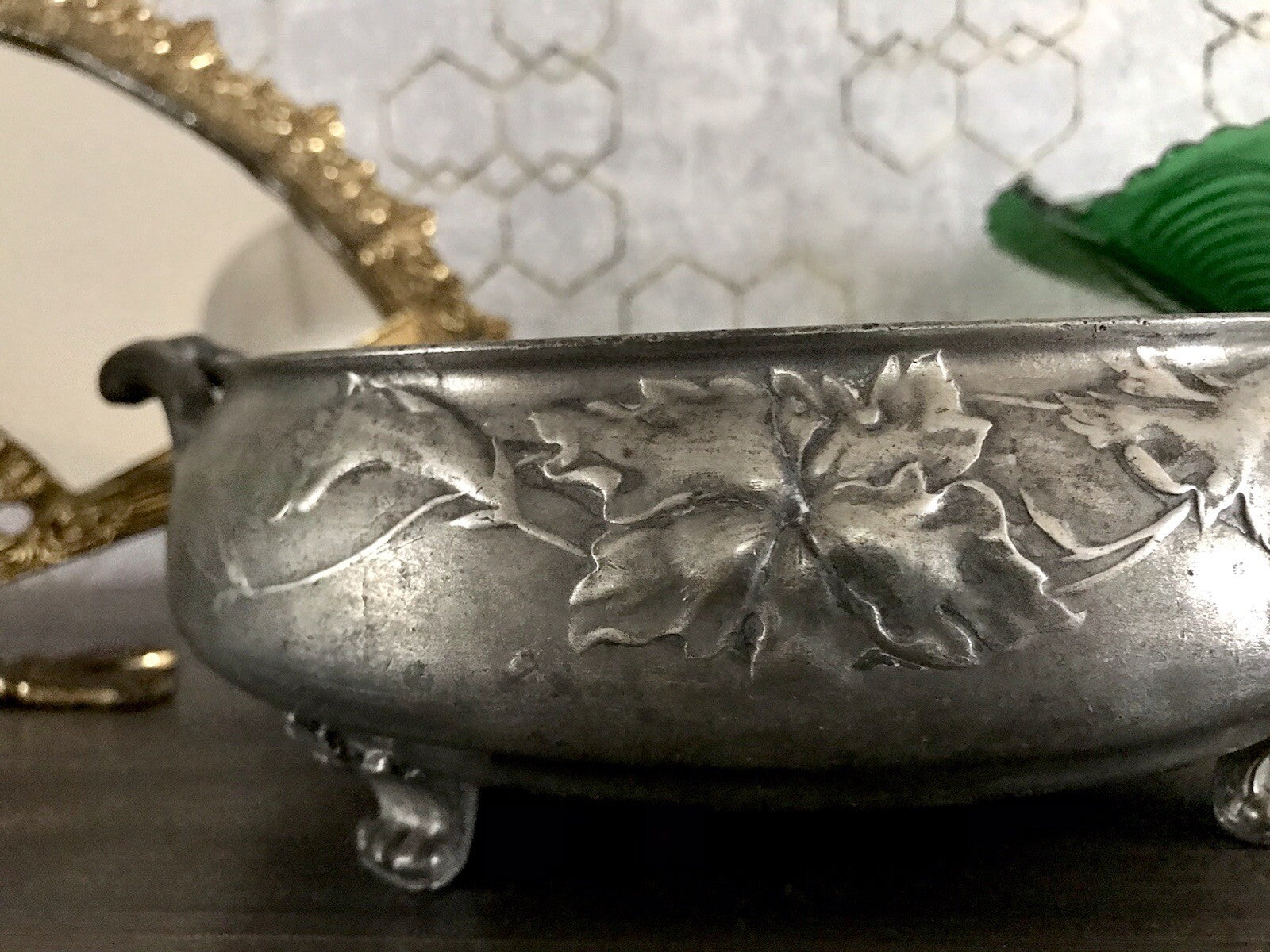 Antik Zinn Schale Hugo Leven Jugendstil ~1913 Kaiserzinn Jardiniere