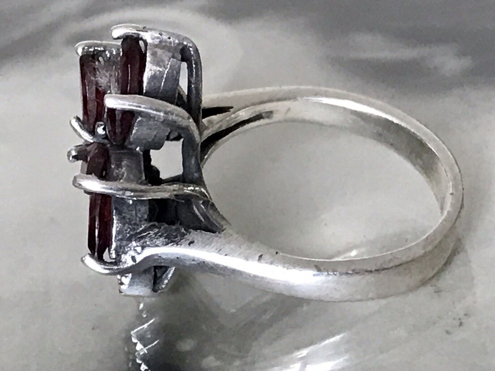 Alt antik Damen Ring Silber 925 SUPER rote Steine Granate ? Markasite Gr.56