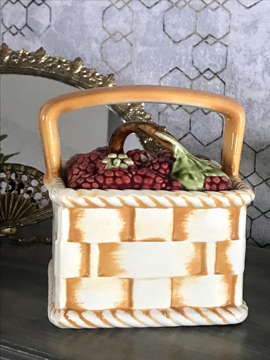 Antik Sarreguemines France Majolika Keramik  Korb Zierschale Schale Obstkorb