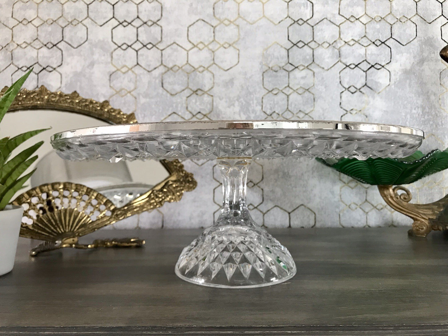 Vintage WMF Tortenständer Tortenplatte Glas Kristallglas Bleikristall Diadem