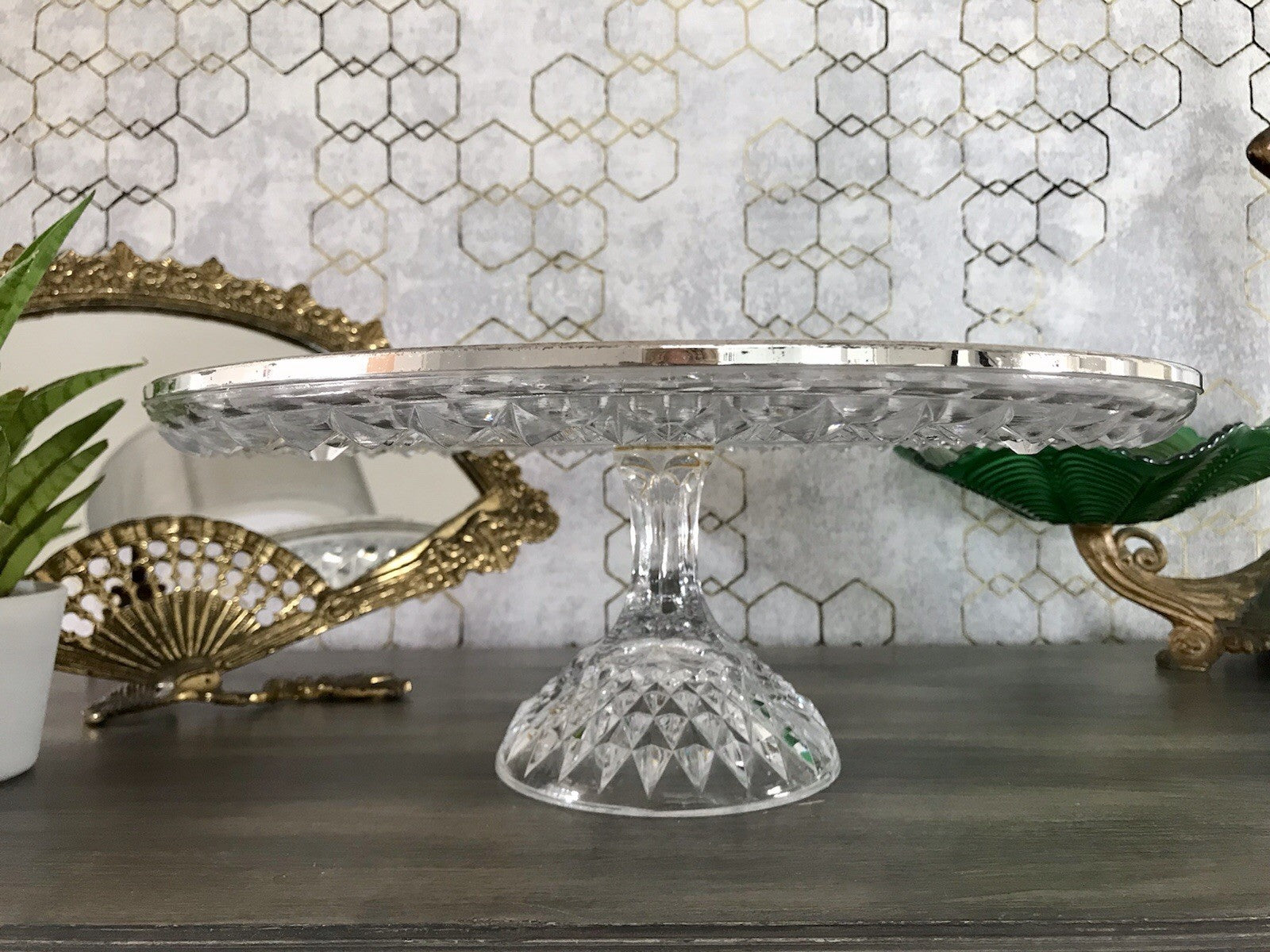 Vintage WMF Tortenständer Tortenplatte Glas Kristallglas Bleikristall Diadem