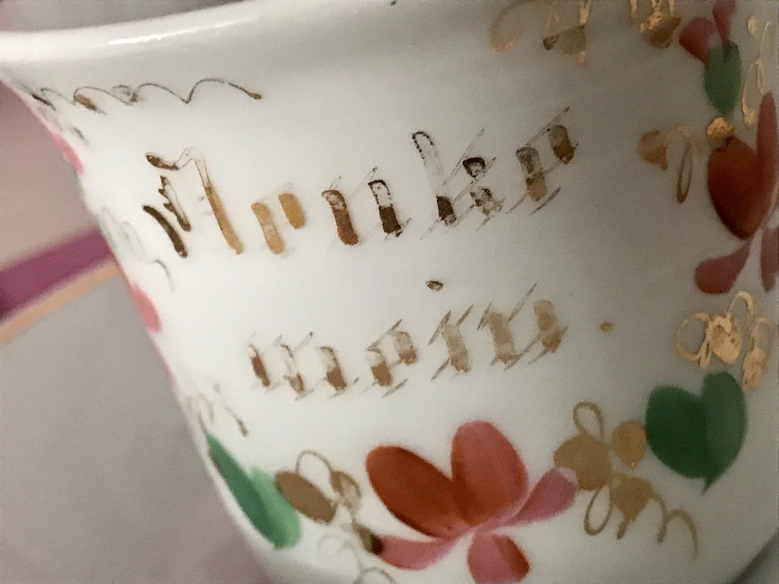 Antik Porzellan Andenken Becher Gedeck Sammeltasse Tasse Schriftzug KPM