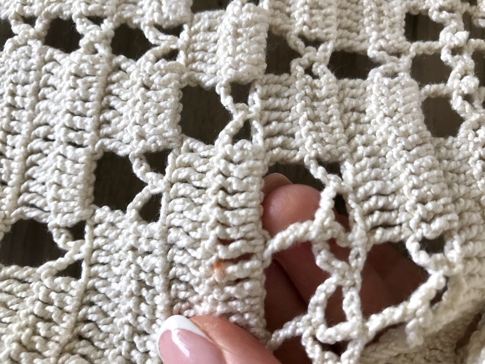 Antik Häkelspitze Tischdecke gehäkelt Creme Baumwolle Spitze Landhaus 170x145