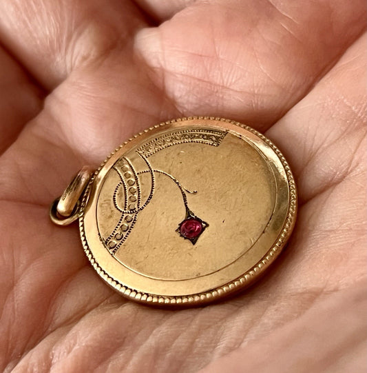 Antik Jugendstil Kettenanhänger Anhänger Medaillon Amerikan Double? vergoldet