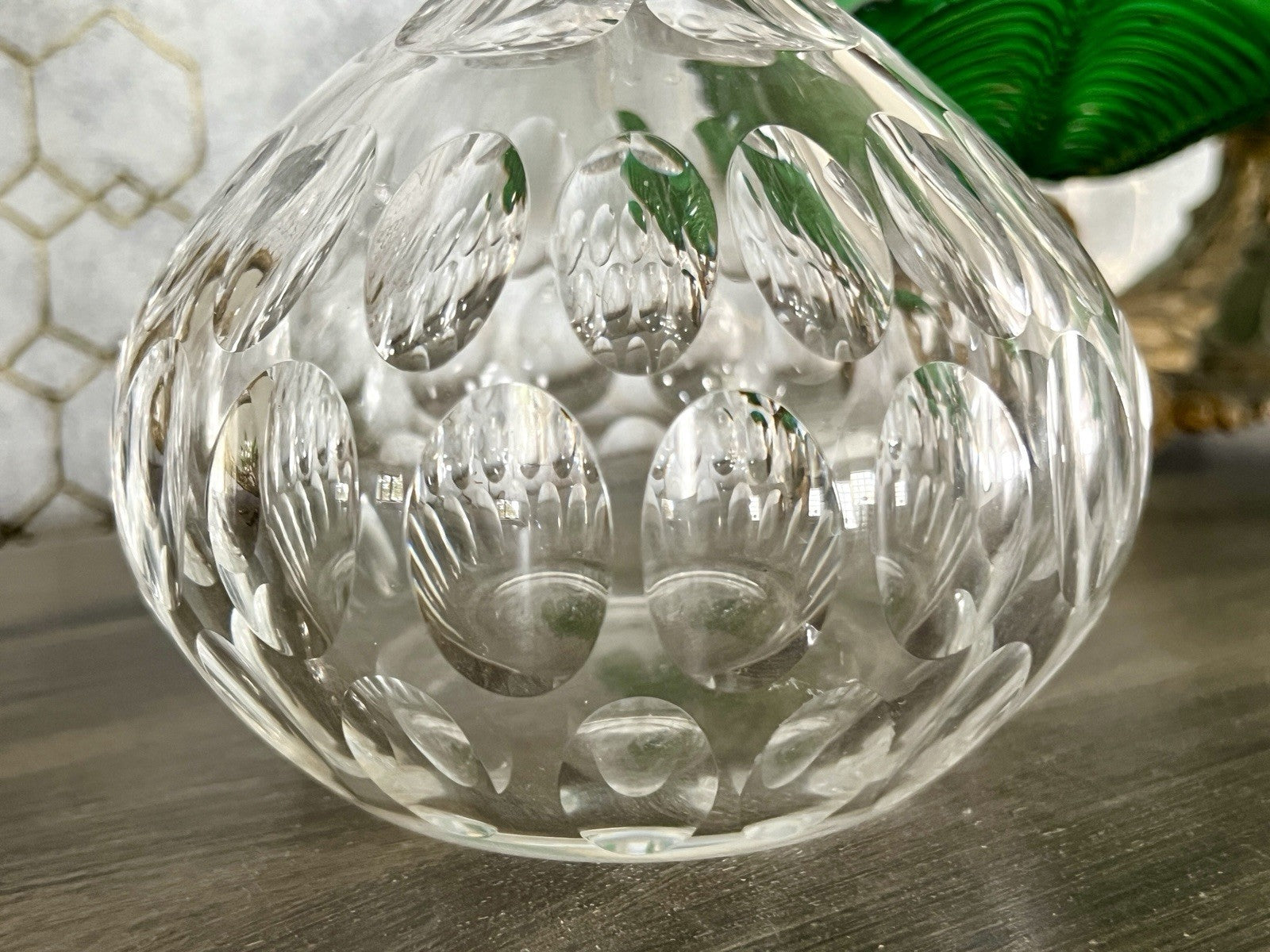 Antik ~1880 Glaskaraffe Karaffe Bleikristall handgeschliffen Oliven