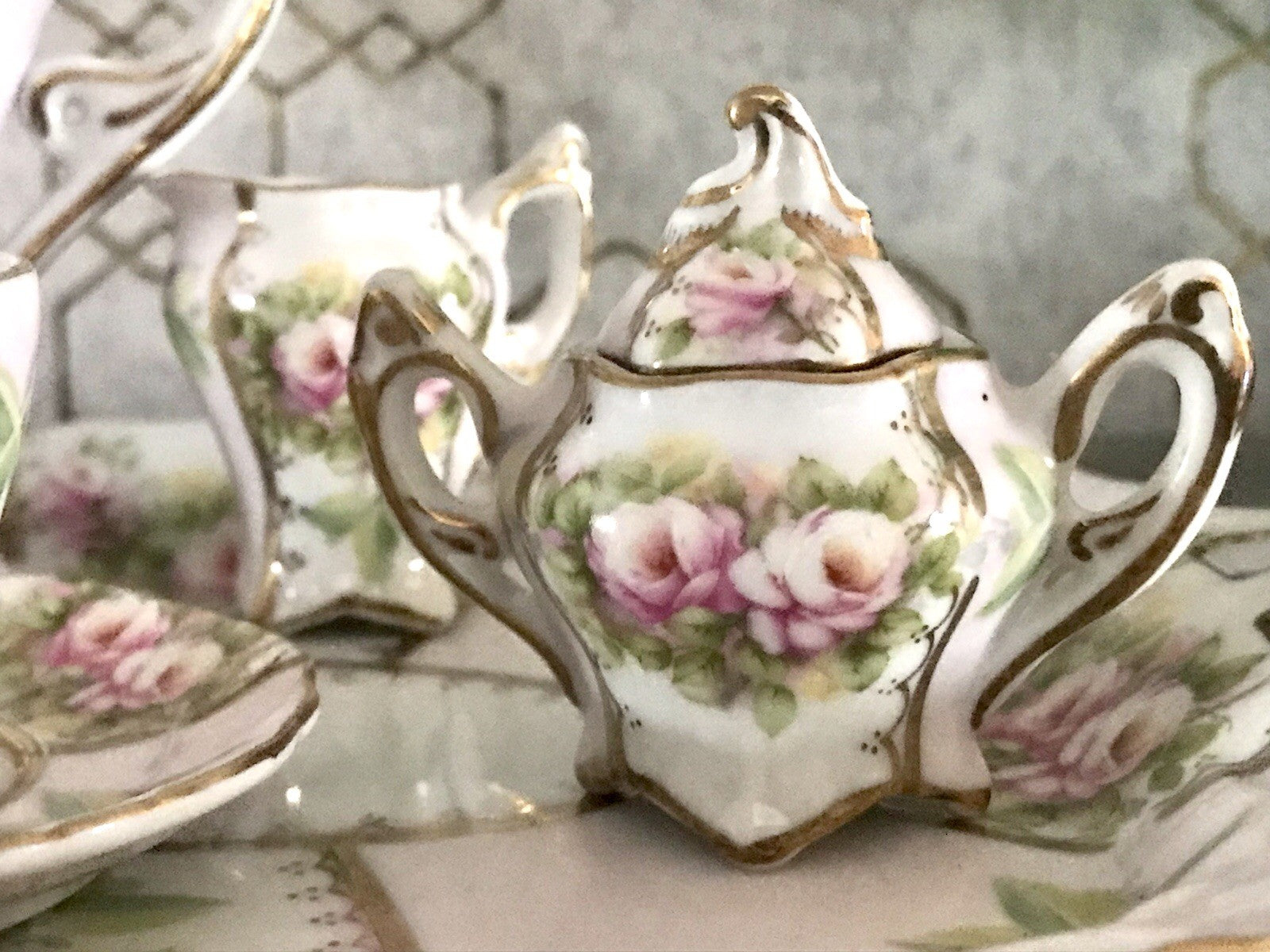 Replik Puppenservice Porzellan Kaffeeservice Geschirr Miniatur MO Othengrafen