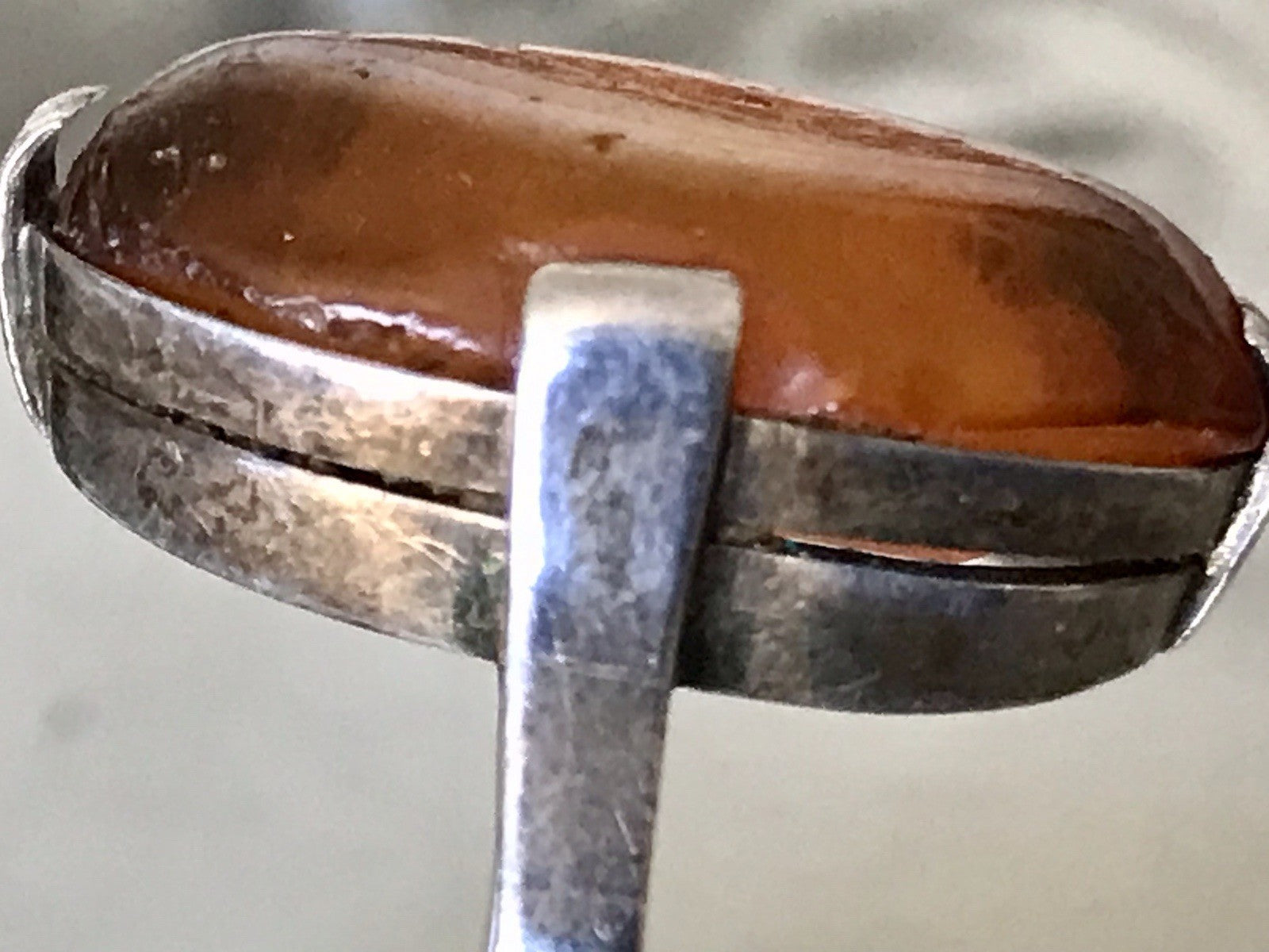 Alt Vintage Edel Bernstein DAMEN RING Silber 835 Super Design Gr. 56 57 schön!