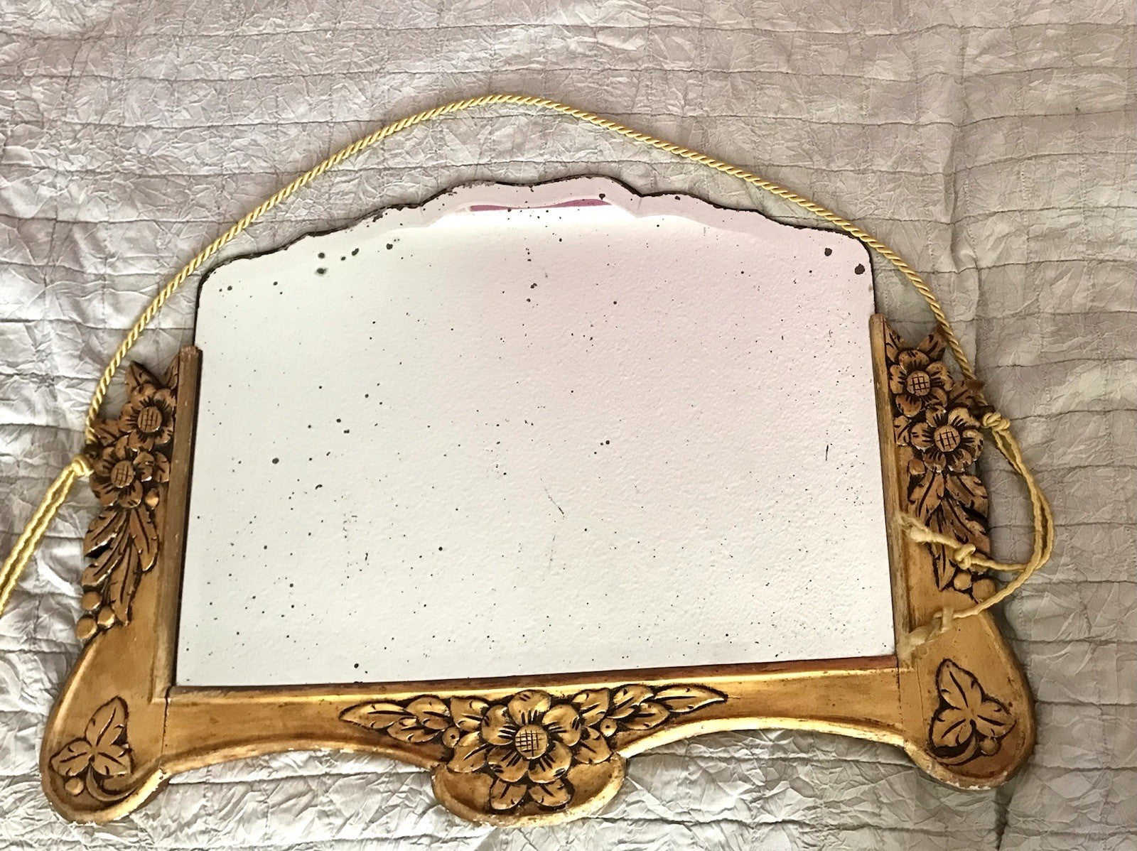 Antik französisch Spiegel facettiert ~1900 Art Noveau Holz Wandspiegel gold