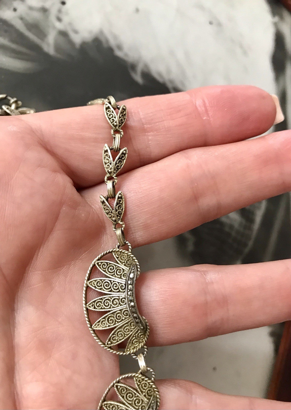 Antik Theodor Fahrner Designer Collier 925 Silber vergoldet Markasite Halskette